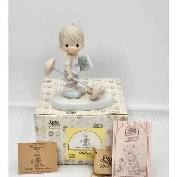 Precious Moments Figurine Believe The Impossible 109487 Vintage 1987 W/Box Tags - Picture 1 of 12